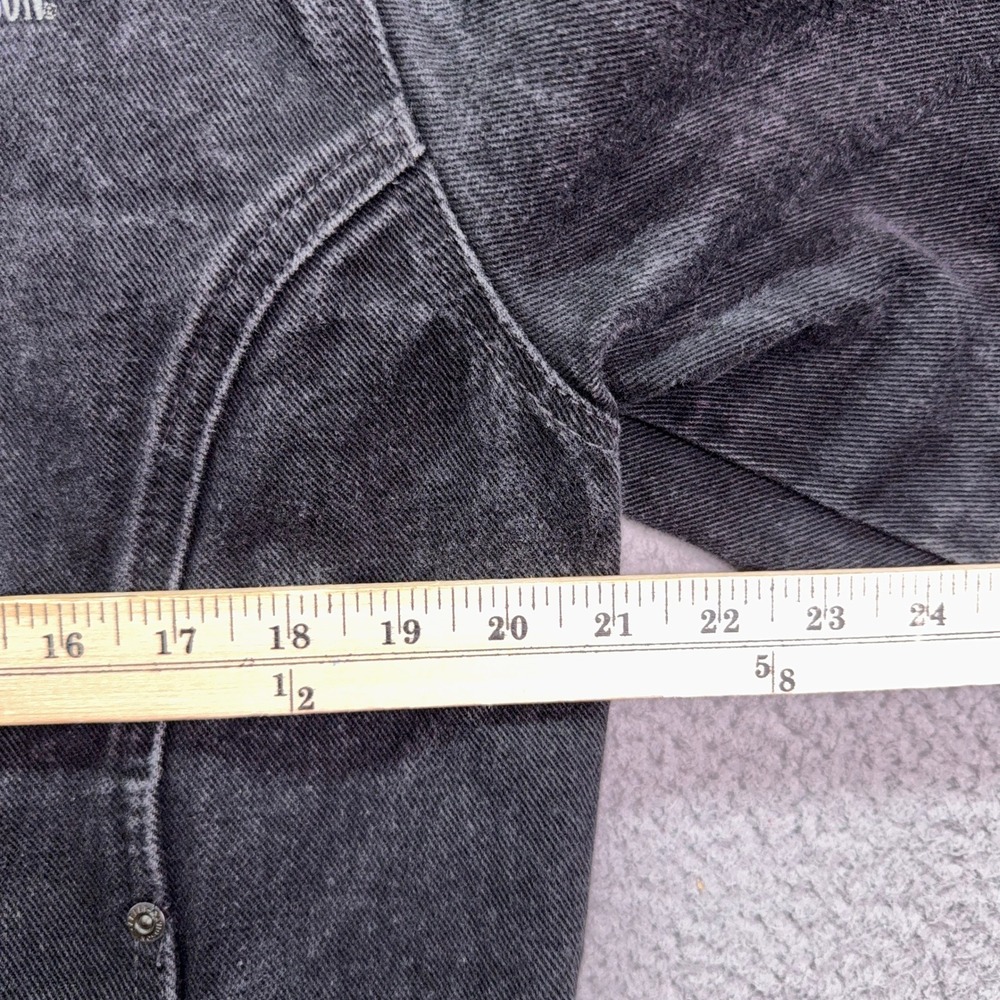 Harley-Davidson Jacket Womens L Faded Black Denim Zip Biker Winged Logo Rugged - Picture 7 of 9